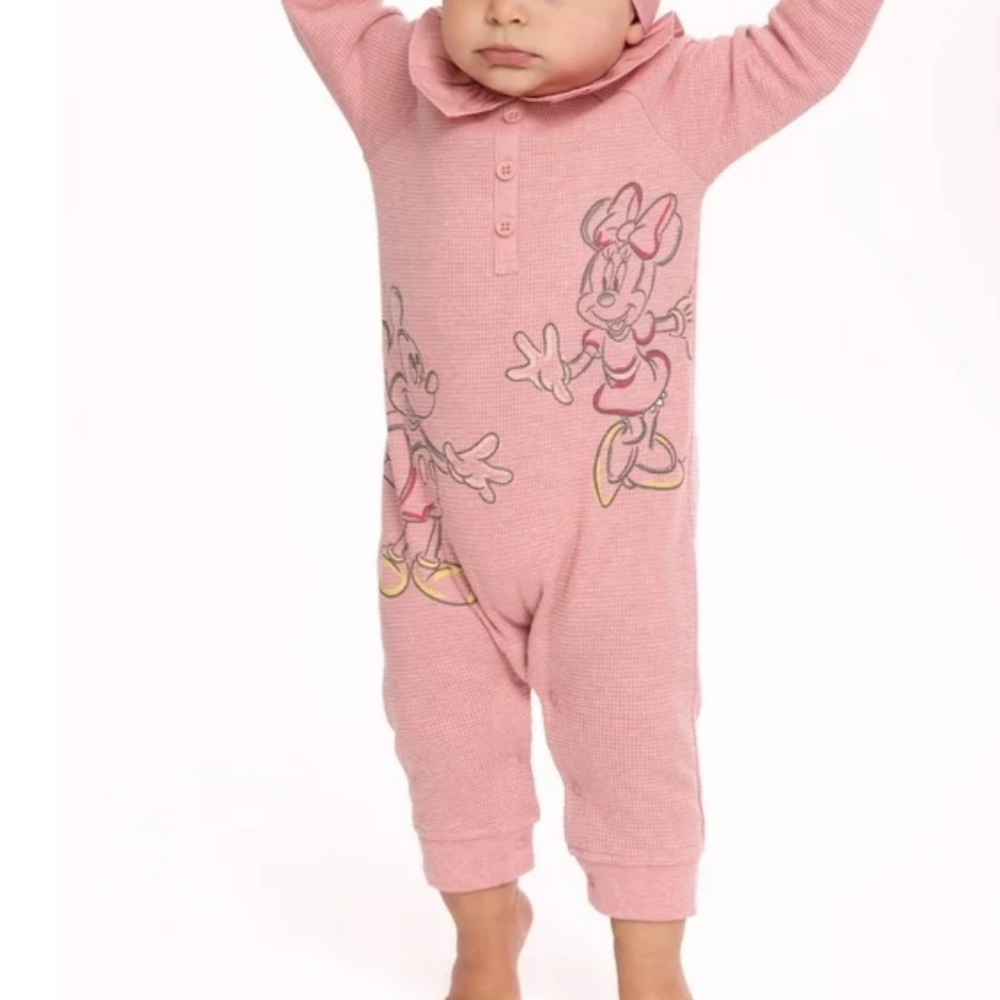 Disney Baby Girl Mickey Minnie Mouse Romper Waffle Cotton Snap Legs Pink: 24m